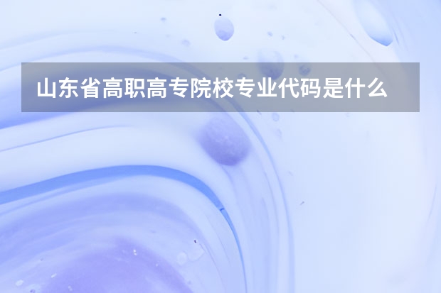 山东省高职高专院校专业代码是什么
