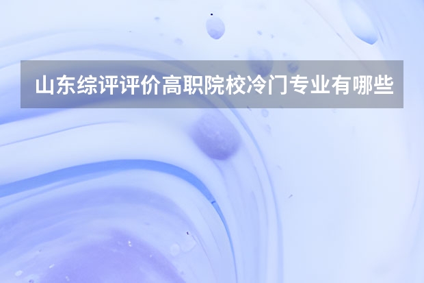 山东综评评价高职院校冷门专业有哪些专业