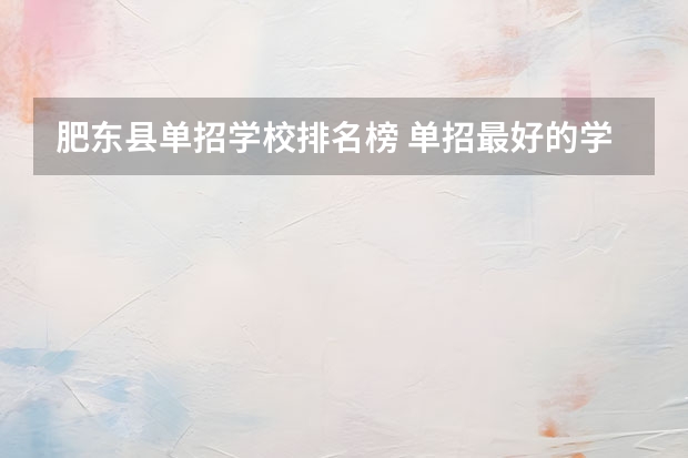 肥东县单招学校排名榜 单招最好的学校排名