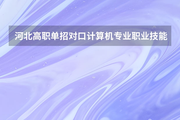 河北高职单招对口计算机专业职业技能考试考什么