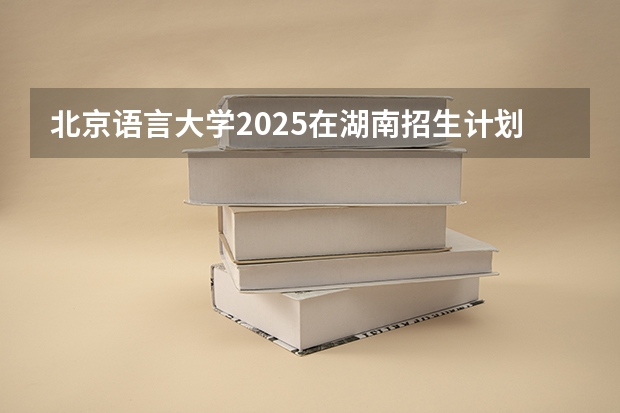 北京语言大学2025在湖南招生计划预测