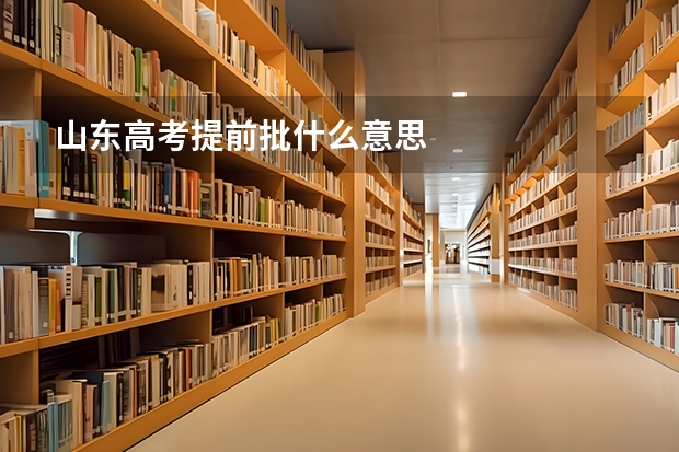 山东高考提前批什么意思