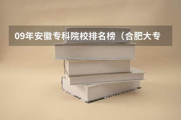 09年安徽专科院校排名榜（合肥大专院校的排名，由好到差的）